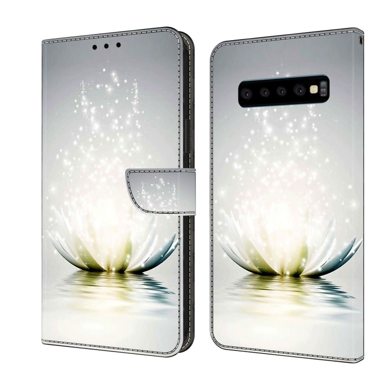 For Samsung Galaxy S10 Crystal 3D Shockproof Protective Leather Phone Case(Light Lotus) by buy2fix