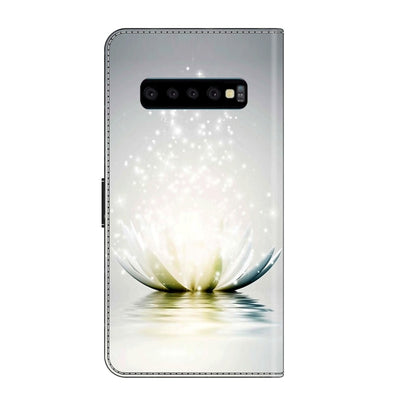 For Samsung Galaxy S10 Crystal 3D Shockproof Protective Leather Phone Case(Light Lotus) by buy2fix