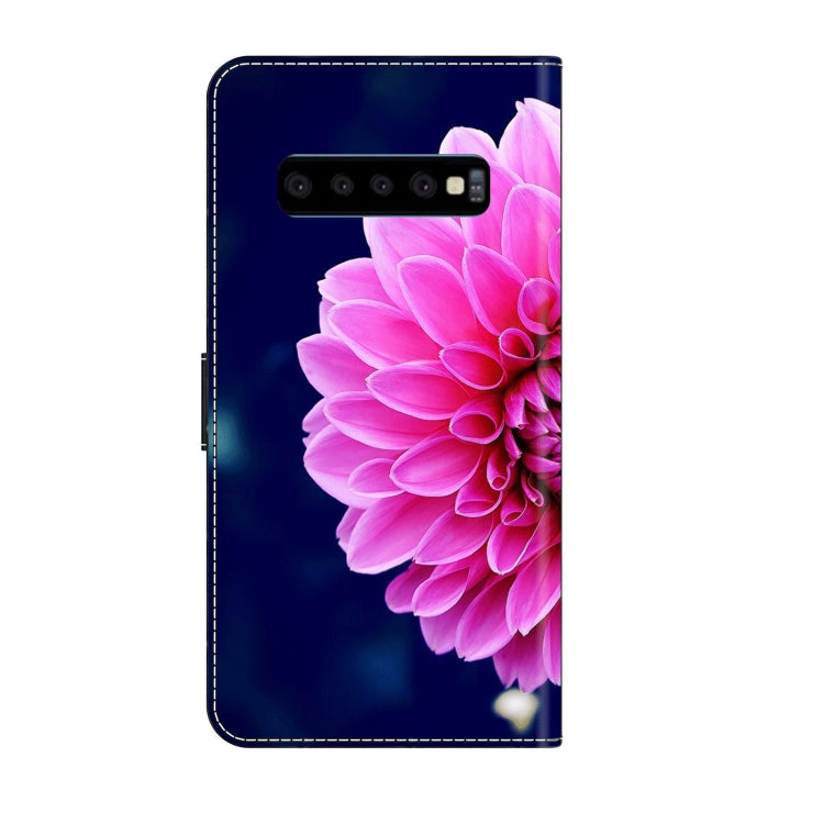 For Samsung Galaxy S10 Crystal 3D Shockproof Protective Leather Phone Case(Pink Petals) by buy2fix