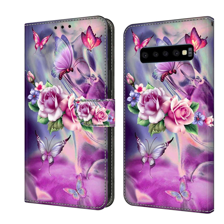 For Samsung Galaxy S10 Crystal 3D Shockproof Protective Leather Phone Case(Butterfly) by buy2fix