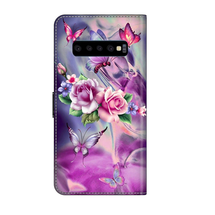 For Samsung Galaxy S10 Crystal 3D Shockproof Protective Leather Phone Case(Butterfly) by buy2fix