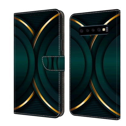 For Samsung Galaxy S10 Crystal 3D Shockproof Protective Leather Phone Case(Gold Outline) by buy2fix