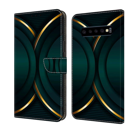 For Samsung Galaxy S10 Crystal 3D Shockproof Protective Leather Phone Case(Gold Outline)