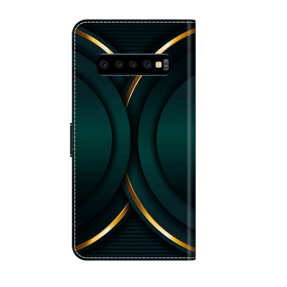 For Samsung Galaxy S10 Crystal 3D Shockproof Protective Leather Phone Case(Gold Outline) by buy2fix