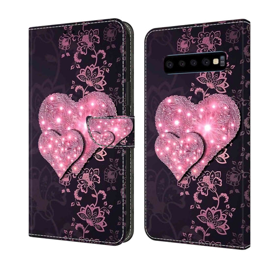 For Samsung Galaxy S10 Crystal 3D Shockproof Protective Leather Phone Case(Lace Love) by buy2fix