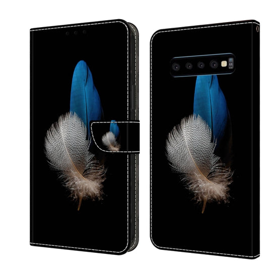 For Samsung Galaxy S10 Crystal 3D Shockproof Protective Leather Phone Case(Two Branches)