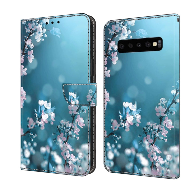 For Samsung Galaxy S10 Crystal 3D Shockproof Protective Leather Phone Case(Plum Flower) by buy2fix