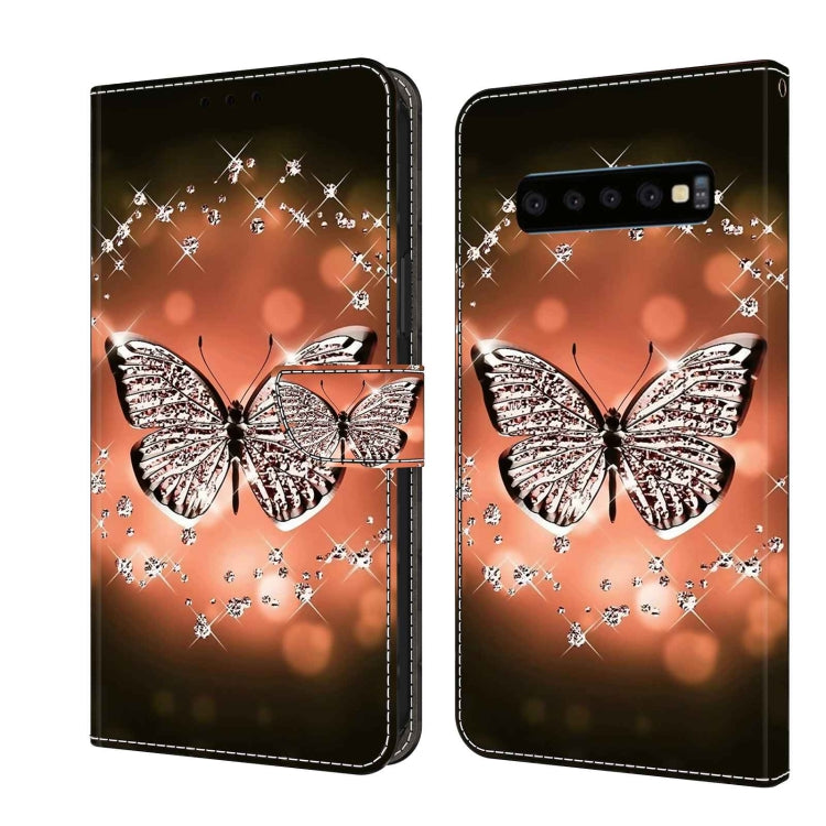 For Samsung Galaxy S10 Crystal 3D Shockproof Protective Leather Phone Case(Crystal Butterfly) by buy2fix