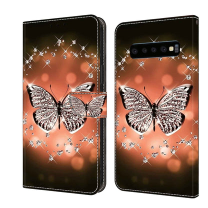 For Samsung Galaxy S10 Crystal 3D Shockproof Protective Leather Phone Case(Crystal Butterfly) by buy2fix