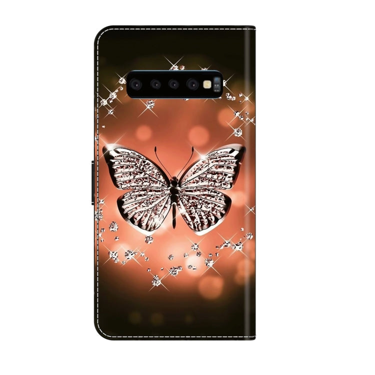 For Samsung Galaxy S10 Crystal 3D Shockproof Protective Leather Phone Case(Crystal Butterfly) by buy2fix