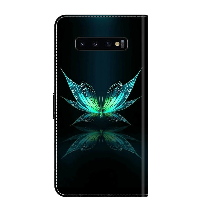 For Samsung Galaxy S10+ Crystal 3D Shockproof Protective Leather Phone Case(Reflection Dutterfly) by buy2fix