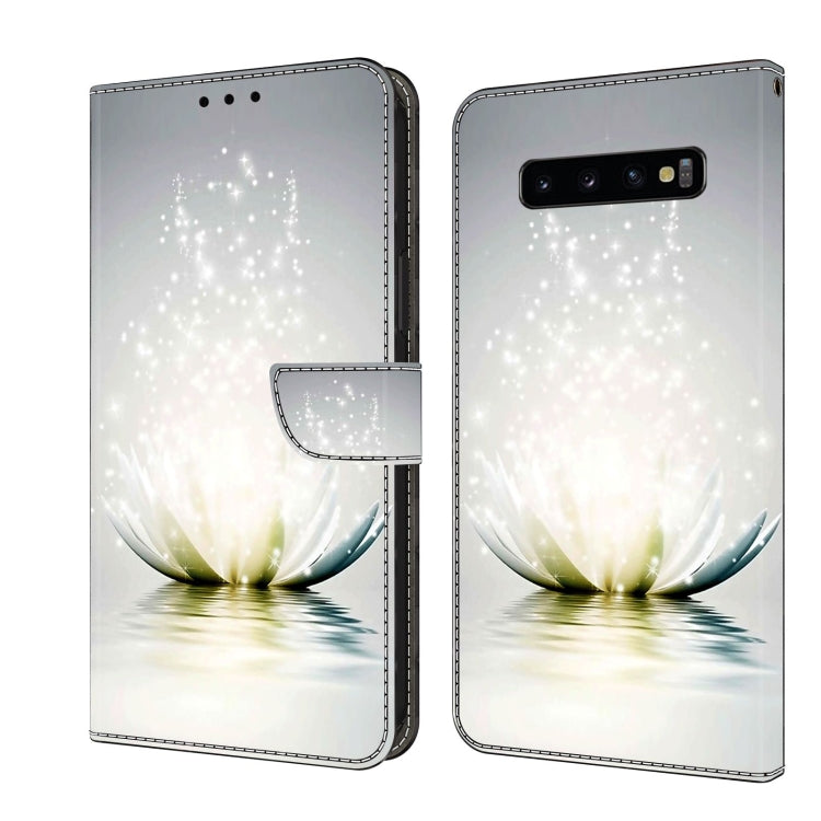 For Samsung Galaxy S10+ Crystal 3D Shockproof Protective Leather Phone Case(Light Lotus) by buy2fix