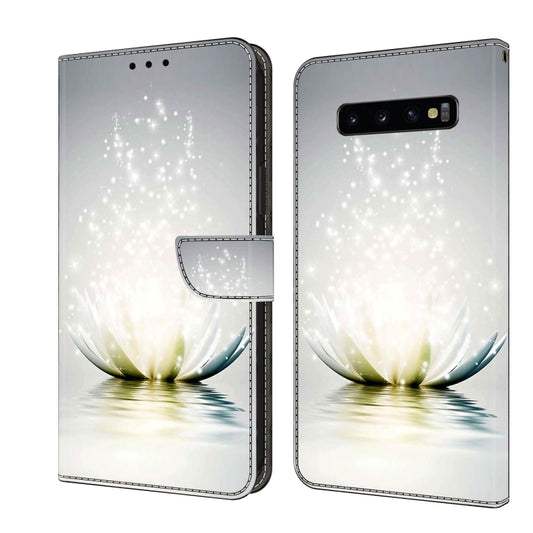 For Samsung Galaxy S10+ Crystal 3D Shockproof Protective Leather Phone Case(Light Lotus) by buy2fix