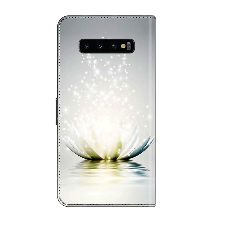 For Samsung Galaxy S10+ Crystal 3D Shockproof Protective Leather Phone Case(Light Lotus) by buy2fix