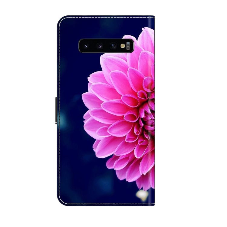 For Samsung Galaxy S10+ Crystal 3D Shockproof Protective Leather Phone Case(Pink Petals) by buy2fix