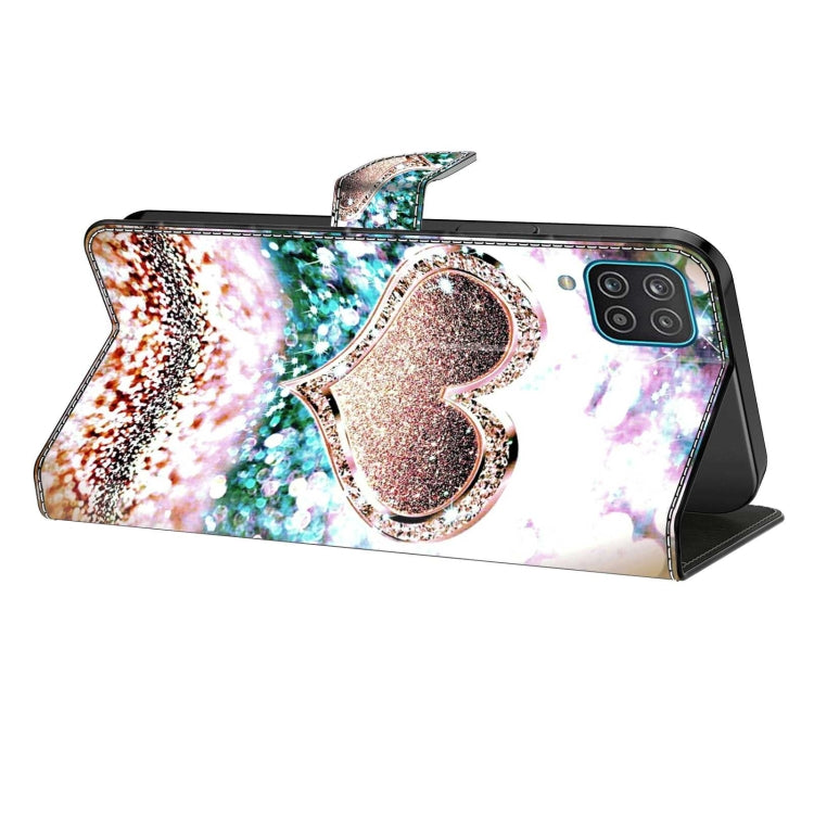 For Samsung Galaxy S10+ Crystal 3D Shockproof Protective Leather Phone Case(Pink Diamond Heart) by buy2fix