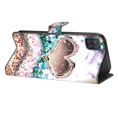 For Samsung Galaxy S10+ Crystal 3D Shockproof Protective Leather Phone Case(Pink Diamond Heart) by buy2fix