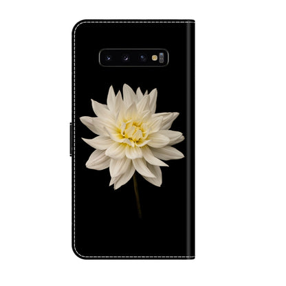 For Samsung Galaxy S10+ Crystal 3D Shockproof Protective Leather Phone Case(White Flower) by buy2fix