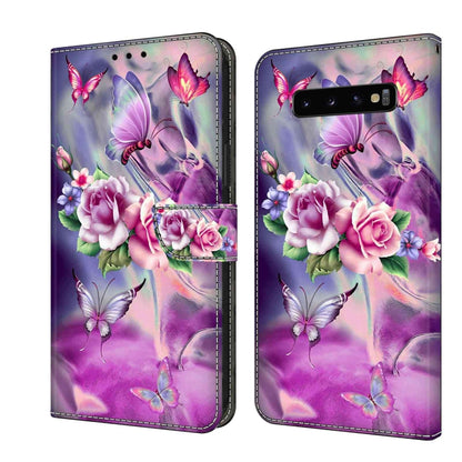 For Samsung Galaxy S10+ Crystal 3D Shockproof Protective Leather Phone Case(Butterfly) by buy2fix