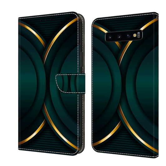 For Samsung Galaxy S10+ Crystal 3D Shockproof Protective Leather Phone Case(Gold Outline) by buy2fix