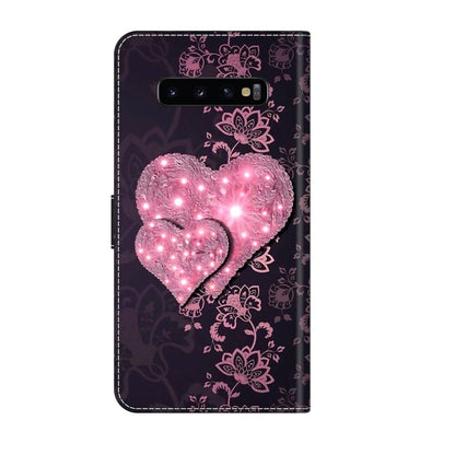 For Samsung Galaxy S10+ Crystal 3D Shockproof Protective Leather Phone Case(Lace Love) by buy2fix