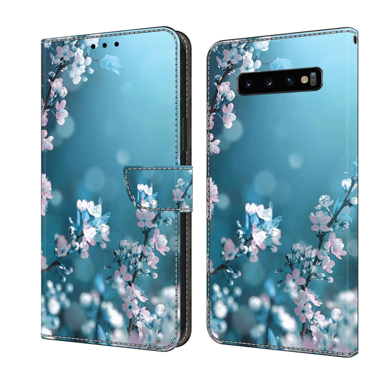 For Samsung Galaxy S10+ Crystal 3D Shockproof Protective Leather Phone Case(Plum Flower) by buy2fix