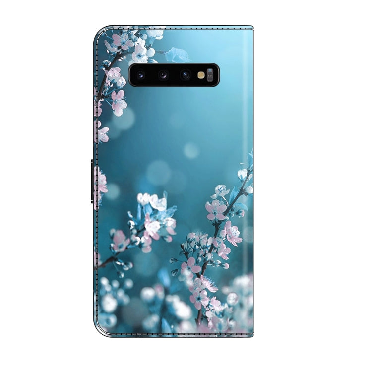 For Samsung Galaxy S10+ Crystal 3D Shockproof Protective Leather Phone Case(Plum Flower) by buy2fix