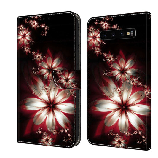 For Samsung Galaxy S10+ Crystal 3D Shockproof Protective Leather Phone Case(Fantastic Flower) by buy2fix