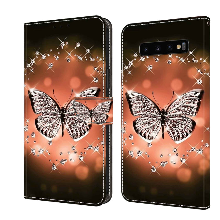For Samsung Galaxy S10+ Crystal 3D Shockproof Protective Leather Phone Case(Crystal Butterfly) by buy2fix