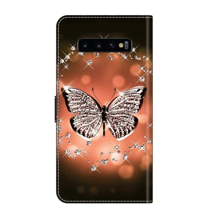 For Samsung Galaxy S10+ Crystal 3D Shockproof Protective Leather Phone Case(Crystal Butterfly) by buy2fix