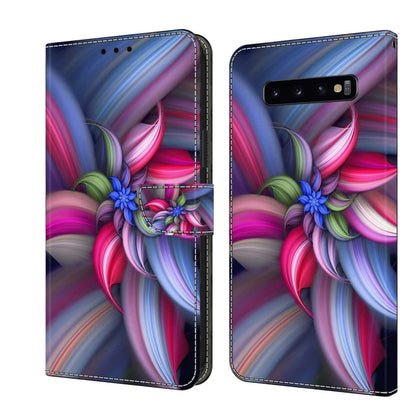 For Samsung Galaxy S10+ Crystal 3D Shockproof Protective Leather Phone Case(Colorful Flower) by buy2fix