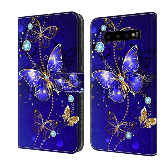 For Samsung Galaxy S10+ Crystal 3D Shockproof Protective Leather Phone Case(Diamond Butterfly)