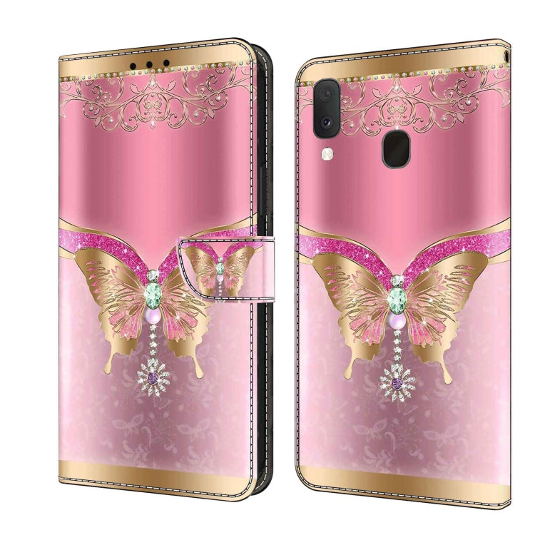 For Samsung Galaxy S10e Crystal 3D Shockproof Protective Leather Phone Case(Pink Bottom Butterfly) by buy2fix