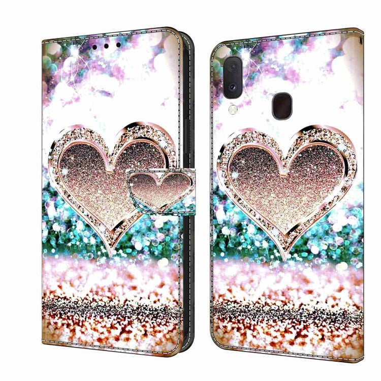 For Samsung Galaxy S10e Crystal 3D Shockproof Protective Leather Phone Case(Pink Diamond Heart) by buy2fix