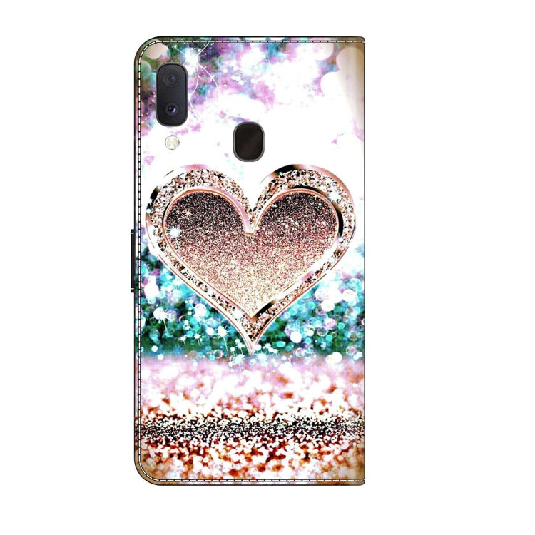 For Samsung Galaxy S10e Crystal 3D Shockproof Protective Leather Phone Case(Pink Diamond Heart) by buy2fix