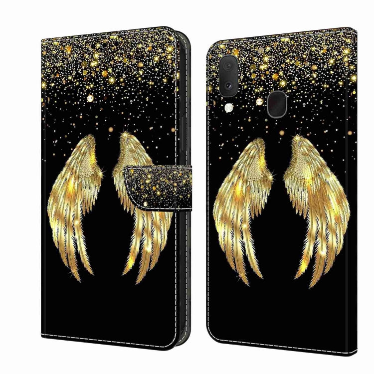 For Samsung Galaxy S10e Crystal 3D Shockproof Protective Leather Phone Case(Golden Wings) by buy2fix