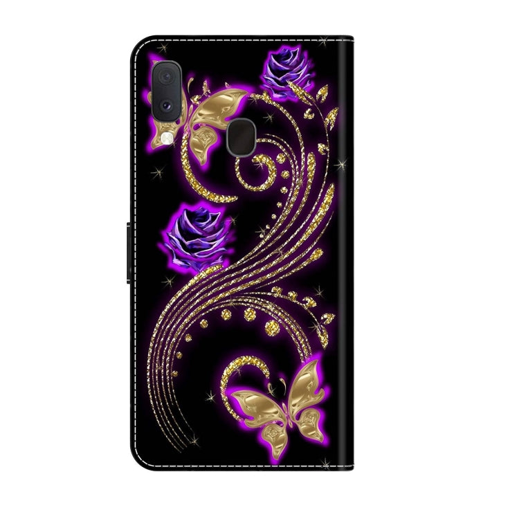 For Samsung Galaxy S10e Crystal 3D Shockproof Protective Leather Phone Case(Purple Flower Butterfly) by buy2fix