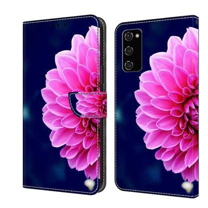 For Samsung Galaxy S20 FE Crystal 3D Shockproof Protective Leather Phone Case(Pink Petals) by buy2fix