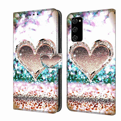 For Samsung Galaxy S20 FE Crystal 3D Shockproof Protective Leather Phone Case(Pink Diamond Heart) by buy2fix