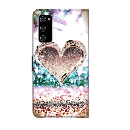 For Samsung Galaxy S20 FE Crystal 3D Shockproof Protective Leather Phone Case(Pink Diamond Heart) by buy2fix