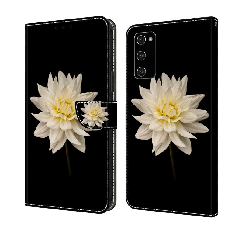 For Samsung Galaxy S20 FE Crystal 3D Shockproof Protective Leather Phone Case(White Flower) by buy2fix