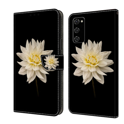 For Samsung Galaxy S20 FE Crystal 3D Shockproof Protective Leather Phone Case(White Flower) by buy2fix
