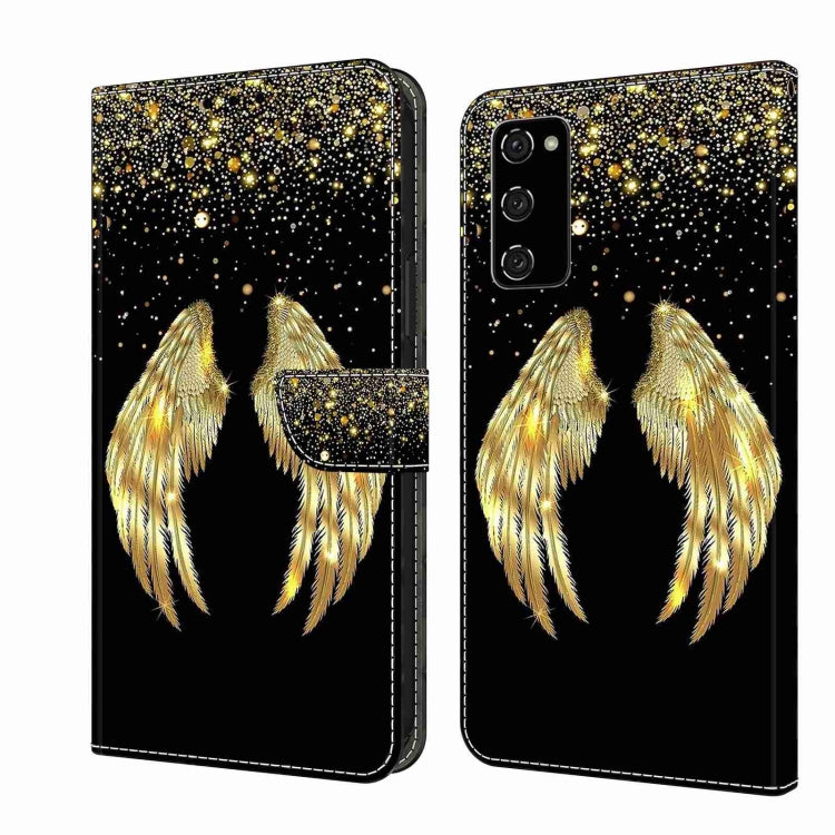For Samsung Galaxy S20 FE Crystal 3D Shockproof Protective Leather Phone Case(Golden Wings) by buy2fix