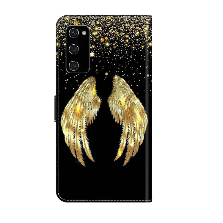 For Samsung Galaxy S20 FE Crystal 3D Shockproof Protective Leather Phone Case(Golden Wings) by buy2fix
