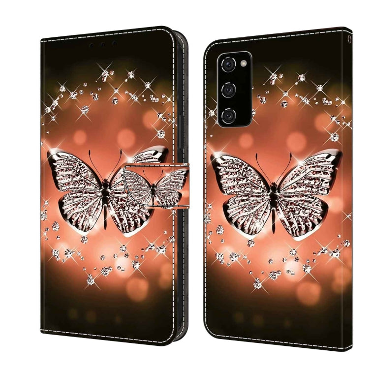 For Samsung Galaxy S20 FE Crystal 3D Shockproof Protective Leather Phone Case(Crystal Butterfly) by buy2fix