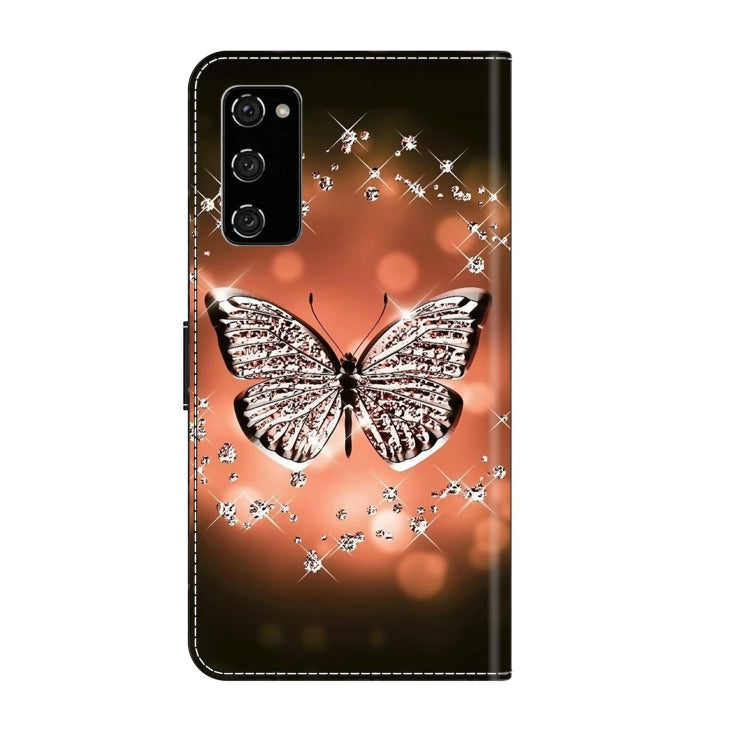 For Samsung Galaxy S20 FE Crystal 3D Shockproof Protective Leather Phone Case(Crystal Butterfly) by buy2fix
