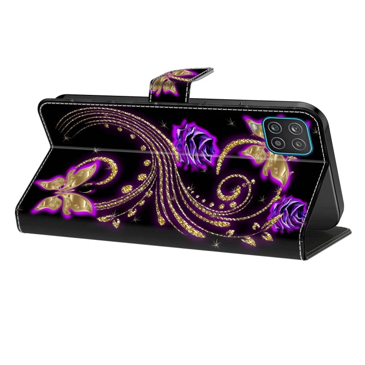 For Samsung Galaxy S20 FE Crystal 3D Shockproof Protective Leather Phone Case(Purple Flower Butterfly) by buy2fix
