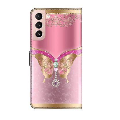 For Samsung Galaxy S21 Crystal 3D Shockproof Protective Leather Phone Case(Pink Bottom Butterfly) - Galaxy S21 5G Cases by buy2fix | Online Shopping UK | buy2fix