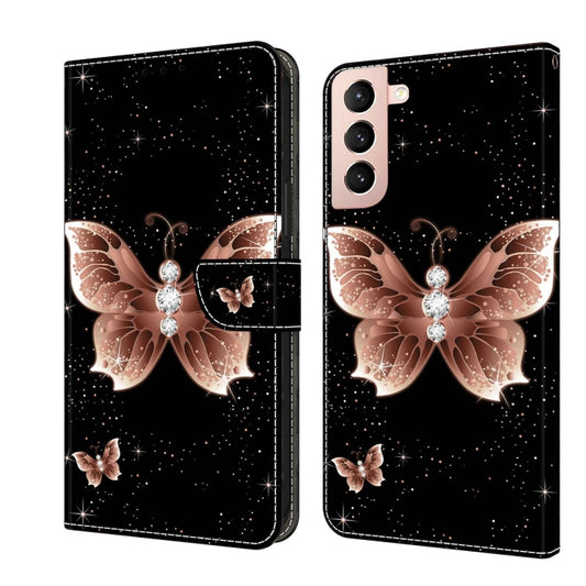 For Samsung Galaxy S21 Crystal 3D Shockproof Protective Leather Phone Case(Pink Diamond Butterfly) - Galaxy S21 5G Cases by buy2fix | Online Shopping UK | buy2fix