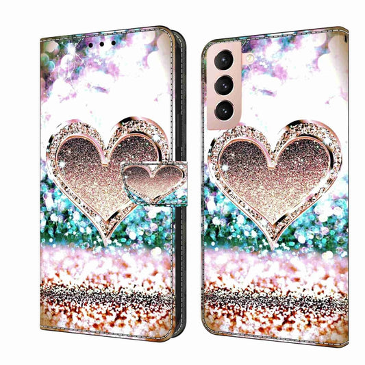 For Samsung Galaxy S21 Crystal 3D Shockproof Protective Leather Phone Case(Pink Diamond Heart) - Galaxy S21 5G Cases by buy2fix | Online Shopping UK | buy2fix